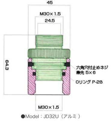 ユニバーサルホースジョイント寸法